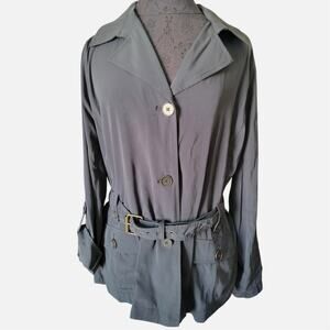Dana Buchman Women’s Forest Green Belted Trench Jacket – Size L